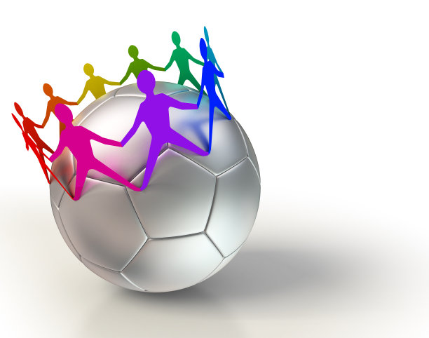 足球用五颜六色的人队链图片下载