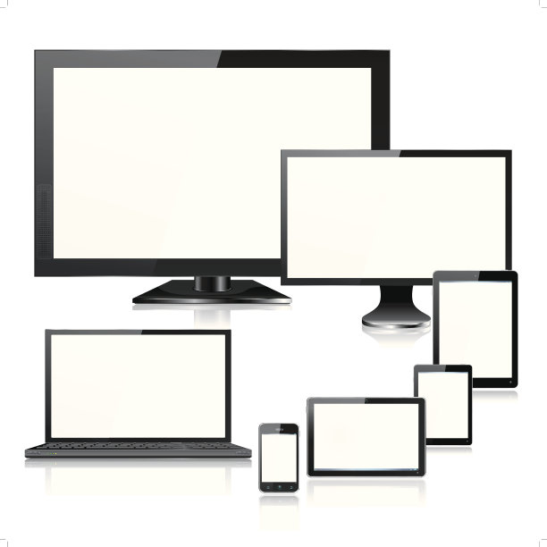 逼真的移动电脑设备，电视，笔记本电脑和屏幕图片下载