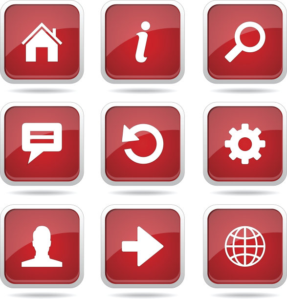 网络互联网正方形矢量红色图标设计集图片下载