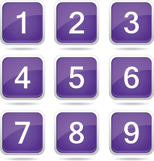 数字计数方形向量紫罗兰图标设计集图片下载