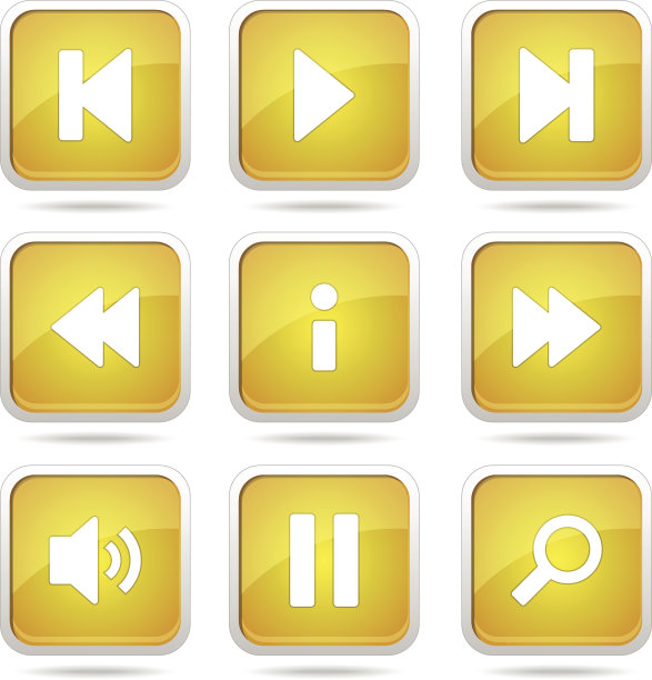 多媒体控制器正方形矢量黄色图标设计集图片下载