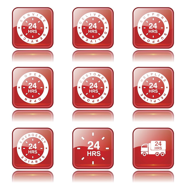 24小时服务广场矢量红色图标设计合集图片下载