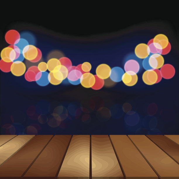 木地板和模糊的夜景背景图片下载