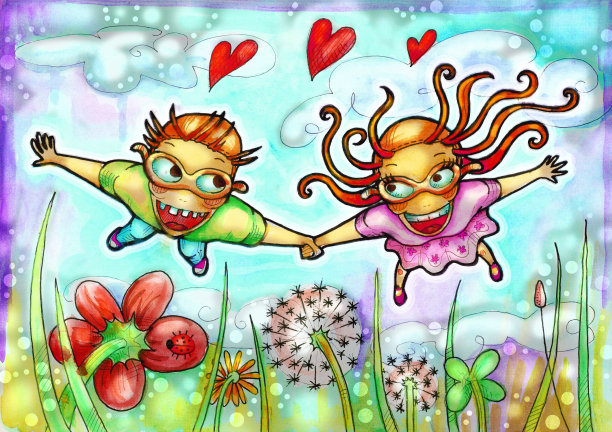 飞行几个例子。花。蓝色的天空图片下载