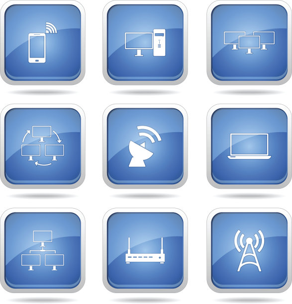 电信通信广场矢量蓝色图标设计集2图片下载