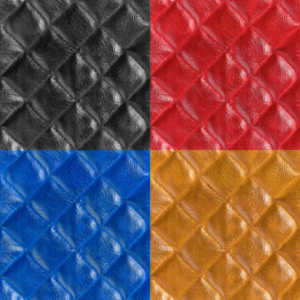 套皮革无缝模式。黑色，红色，蓝色，棕色图片下载
