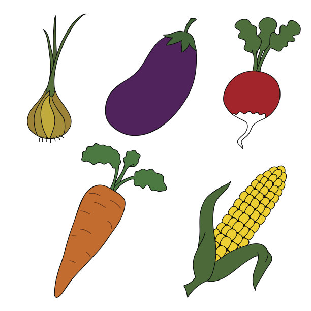 白色背景上的成熟蔬菜。图片下载