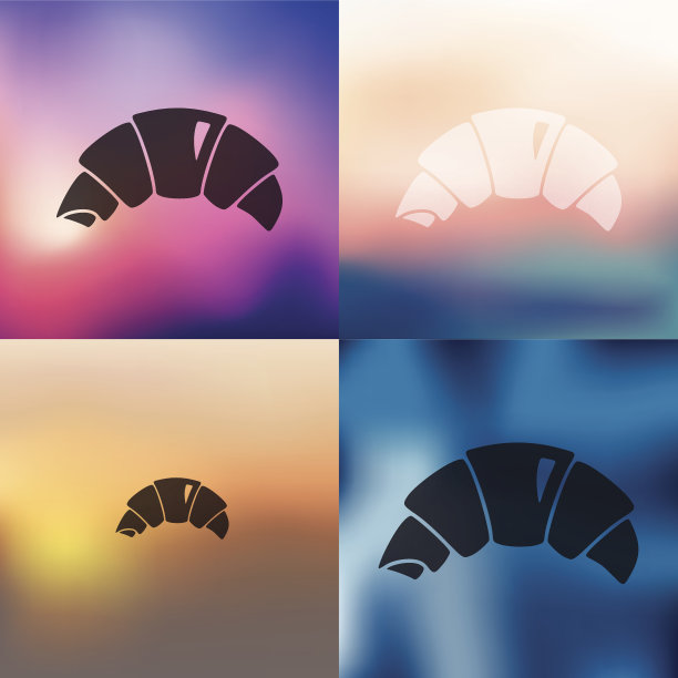 模糊背景上的牛角面包图标图片下载