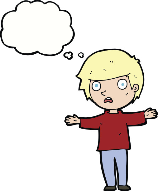 卡通担心男孩与思想泡沫图片下载