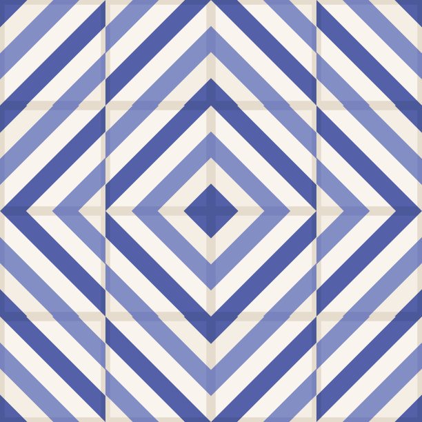 摩洛哥瓷砖的华丽无缝图案，蓝色条纹的装饰。图片下载
