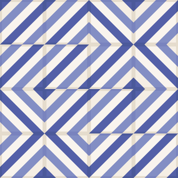 摩洛哥瓷砖的华丽无缝图案，蓝色条纹的装饰。图片下载