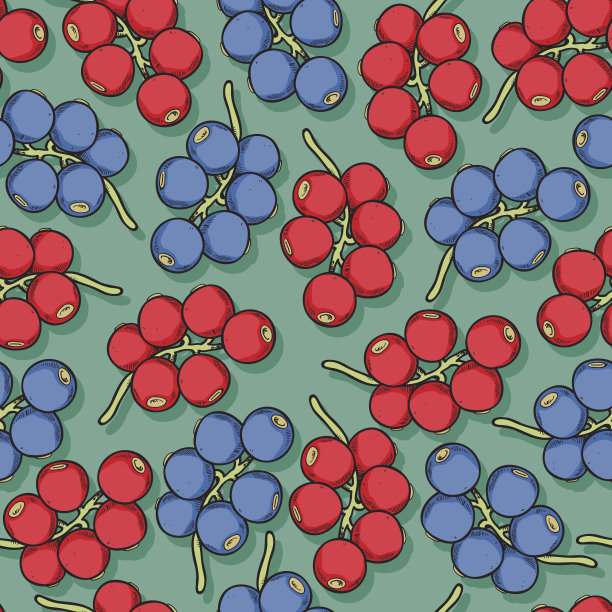 红黑醋栗无缝图案。图片下载