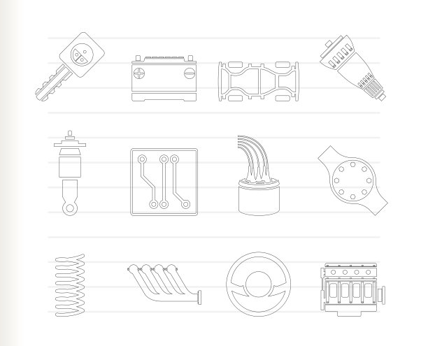 逼真的汽车部件和服务图标图片下载