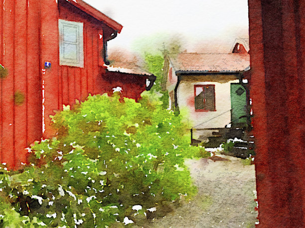 瑞典的红色小屋和房子图片下载