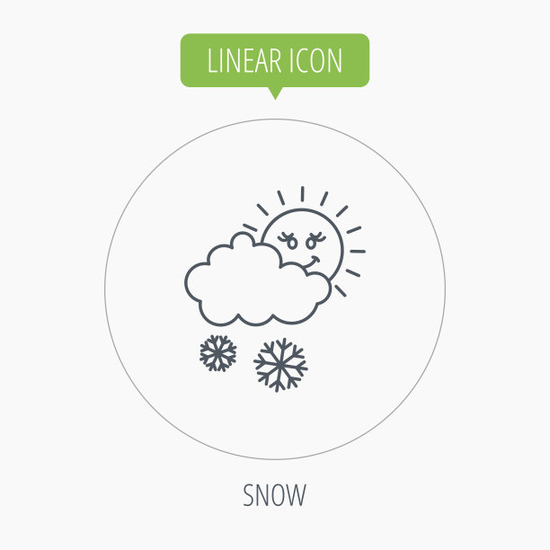 太阳雪图标，雪花和云朵标志图片下载