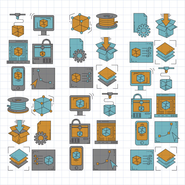矢量涂鸦图标3d打印图片下载