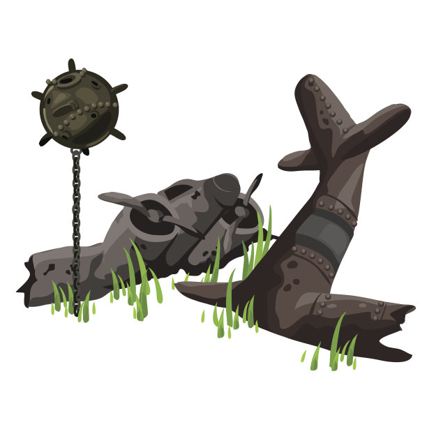 坠毁的军用飞机和旧矿井图片下载