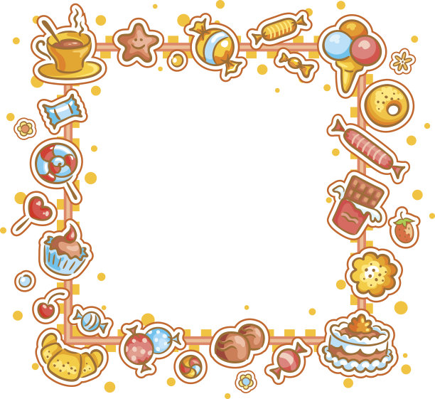 方形框架与不同的糖果图片下载