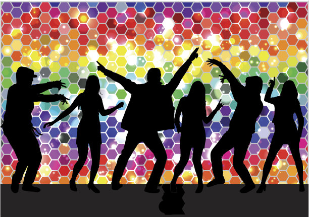 跳舞的人轮廓。抽象的背景。图片下载