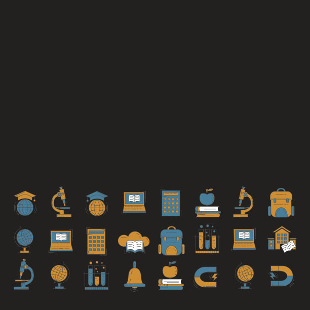 学校和教育矢量图标在黑板上图片下载