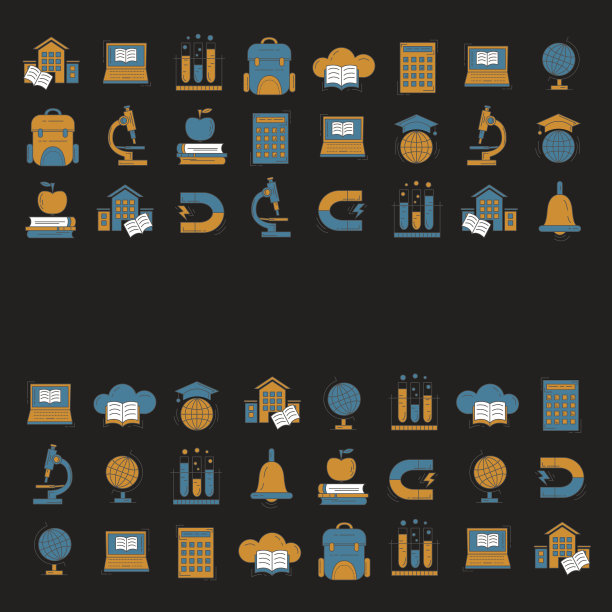 学校和教育矢量图标在黑板上图片下载