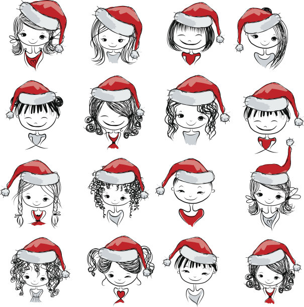 圣诞女孩系列，为你设计的草图图片下载