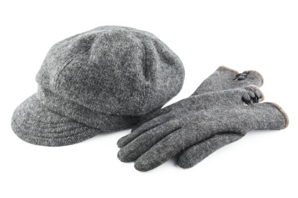 羊毛帽和手套孤立在白色背景上。图片下载