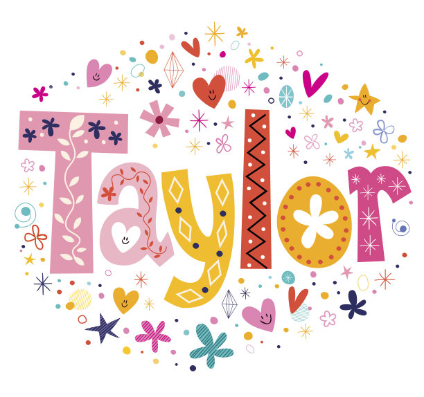 泰勒女孩的名字设计装饰字体图片下载