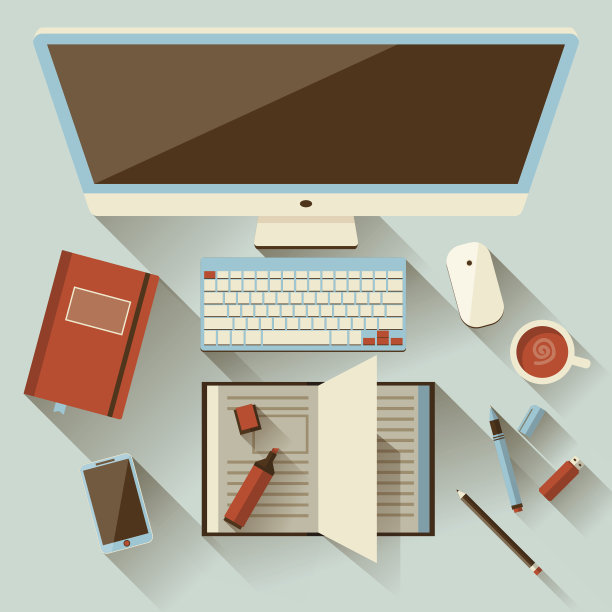 平面矢量插图的办公室工作空间图片下载