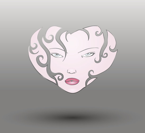 卷毛女孩脸心图片下载