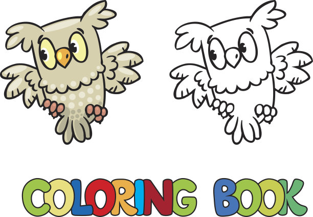 小猫头鹰的涂色书图片下载