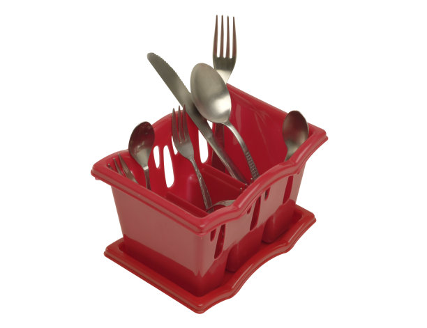 餐具在塑料盒中干燥图片下载