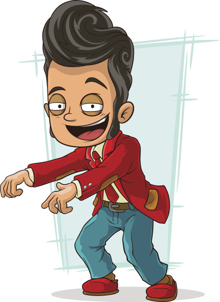 穿着红色夹克的卡通时尚舞者图片下载