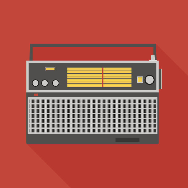 带有长影子的无线电接收器图标。平风格说明图片下载