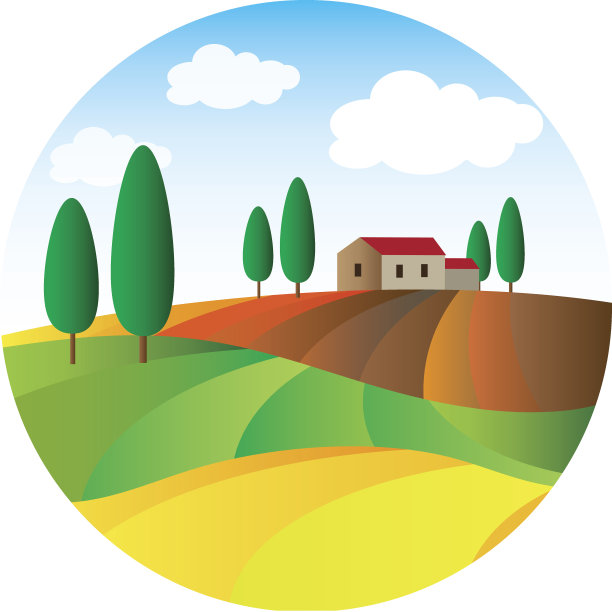 农村景观。矢量图图片下载