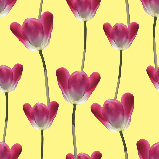 现实的郁金香矢量无缝模式图片下载