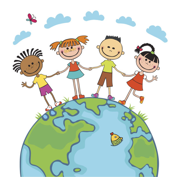 全球的孩子。孩子地球日。向量图片下载