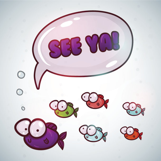 贺卡模板与卡通鱼家庭。图片下载