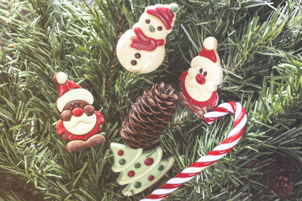 冷杉树上的圣诞巧克力人物图片下载