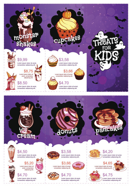 孩子们的菜单上有万圣节的款待。图片下载