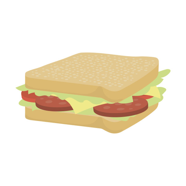 三明治矢量图标在卡通风格的网页图片下载