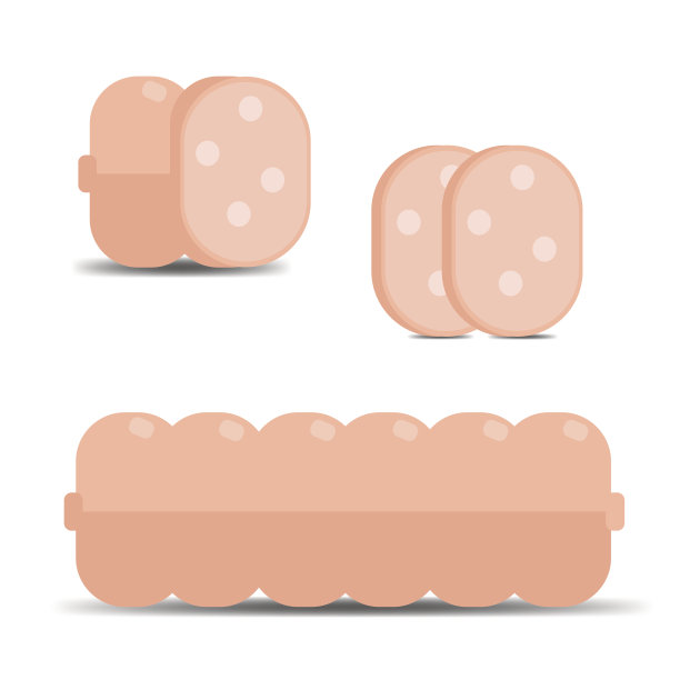 香肠。扁平香肠切片的矢量图图片下载