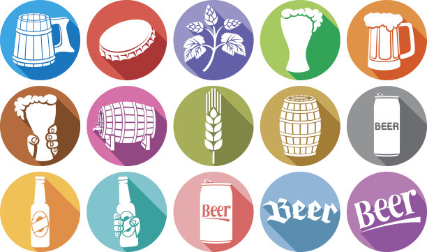啤酒平面图标收藏图片下载