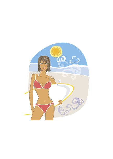 沙滩上的女孩图片下载