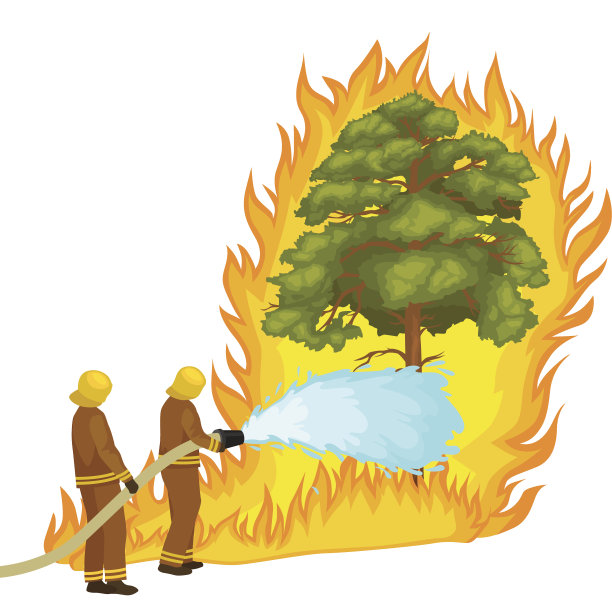 消防员身着防护服，头戴头盔，用直升机灭火图片下载