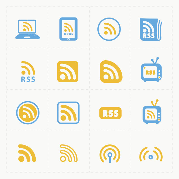 RSS标志图标。白色背景上的RSS提要符号。图片下载