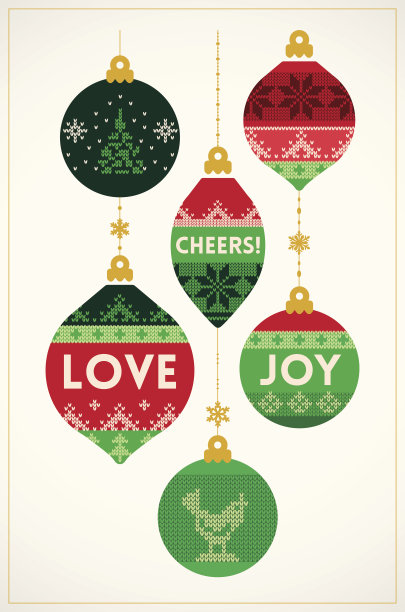 圣诞贺卡与针织球图片下载