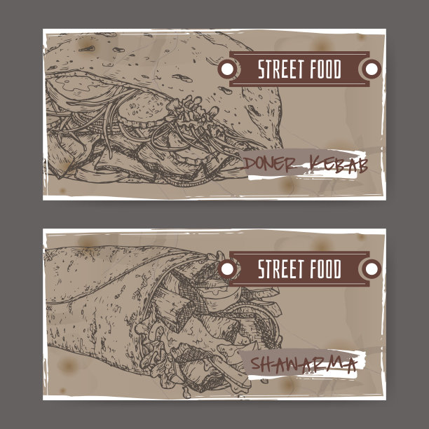 两个景观横幅doner kebab和shawarma。图片下载