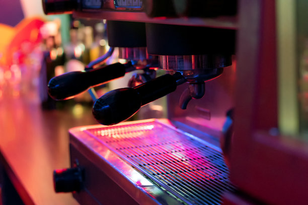 餐厅里的咖啡机，特写镜头。图片下载