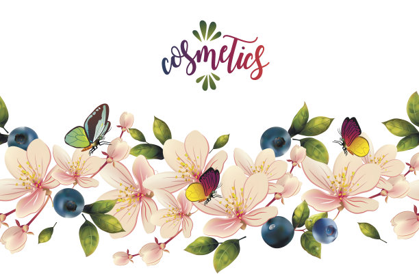 无缝模式与花和浆果图片下载